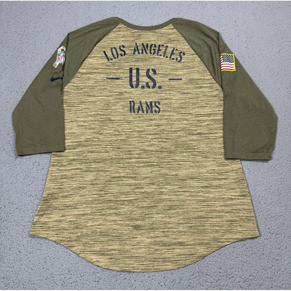 Nike Los Angeles Rams Shirt Womens Large Green NFL Football Dri Fit On Field Tee
